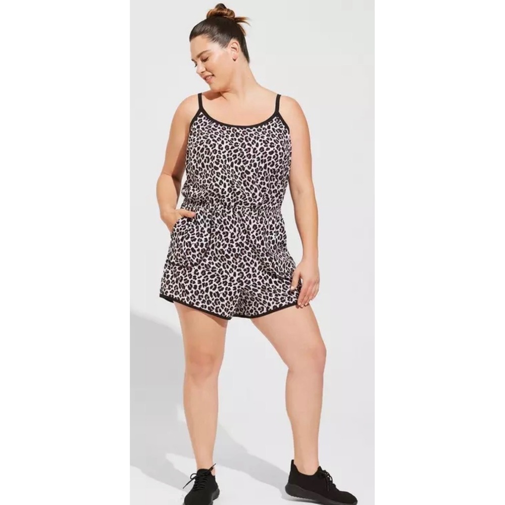 Torrid 2 Active Leopard Print Spaghetti Strap Romper Jumpsuit 2x 18 20